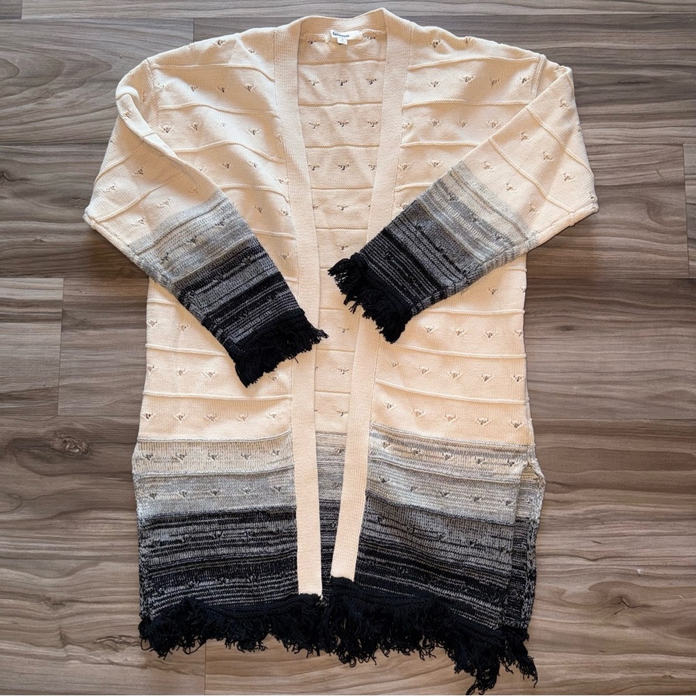 NanaMacs Cream and Black Ombre Cardigan